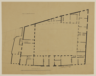 216651 Plattegrond van het ziekenhuis (Apostelgasthuis) aan het Lucasbolwerk te Utrecht; met indeling van de vertrekken.